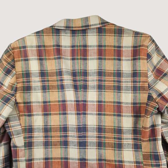 Vtg 70s Indian Madras Plaid Sport Coat Jacket Mens 42L Wide Lapel Ivy Prep Sack - Picture 9 of 10